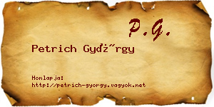 Petrich György névjegykártya